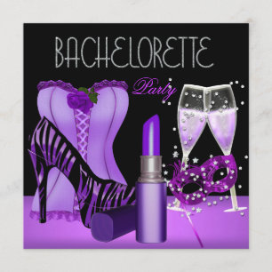 Bachelorette Paars Masker Lipstick Corset Kaart