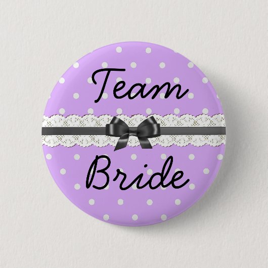 Bachelorette: Paarse Polka Dot Team Bride Ronde Button 5,7 Cm (Voorkant)