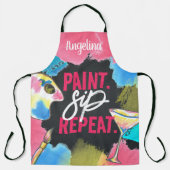 Bachelorette Paint en Sip Monogram Chalkboard Schort (Voorkant)