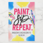 Bachelorette Paint en Sip Wine Party Favor Wijn Etiket (Enkel label)