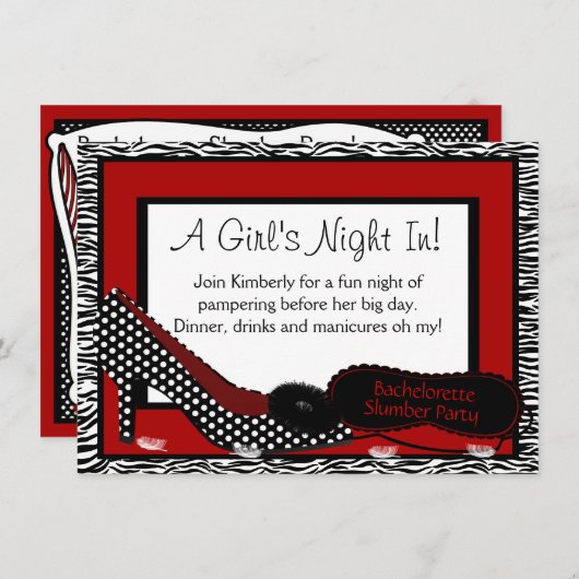 Bachelorette Pajama Party - Uitnodiging (Voorkant / Achterkant)