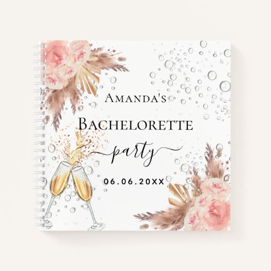 Bachelorette pampas roos goudbuik notitieboek (Voorkant)