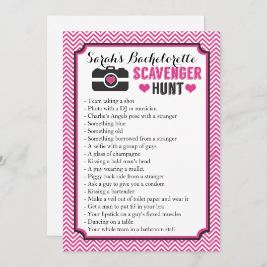 Bachelorette Part Scavenger Photo Hunt Game (Voorkant / Achterkant)