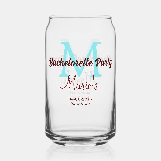 bachelorette parti monogramme ajouter nom date pla (Recto)