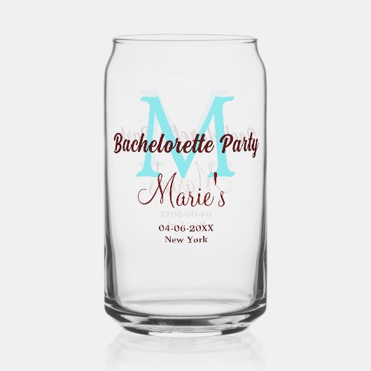 bachelorette parti monogramme ajouter nom date pla (Verso)