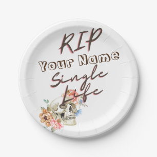 Bachelorette-partij RIP Single Life Skull Flower Papieren Bordje