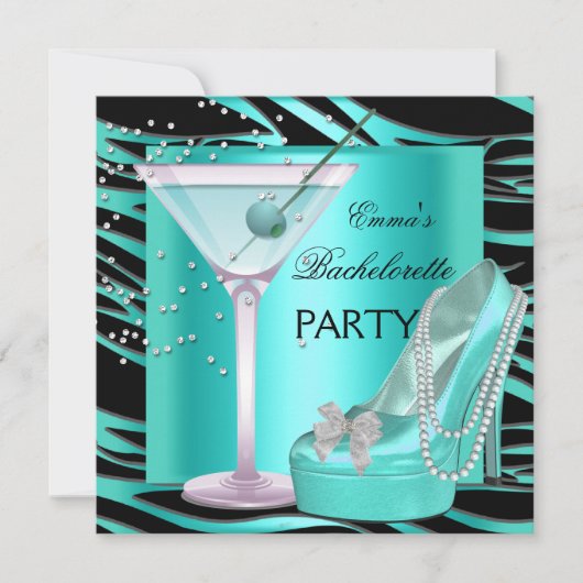 Bachelorette Party Aqua Blauwgroen Blue Turquoise Kaart (Voorkant)