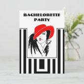 Bachelorette Party Art Deco Style Uitnodigingen (Staand voorkant)