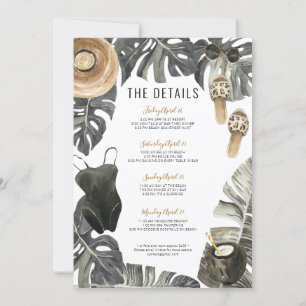 Bachelorette Party Beach Weekend Itinerary Invitat Kaart