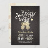 Bachelorette Party Black and Gold Pineapple Couple Kaart (Voorkant / Achterkant)