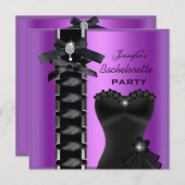 Bachelorette Party Black Paars Diamond Corset Stro Kaart (Voorkant / Achterkant)