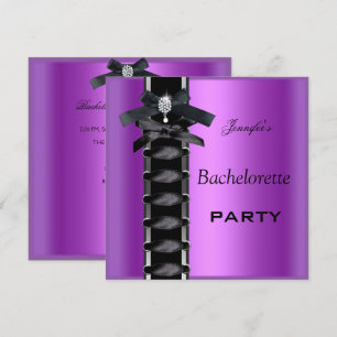Bachelorette Party Black Purple Diamond Corset Tie Kaart