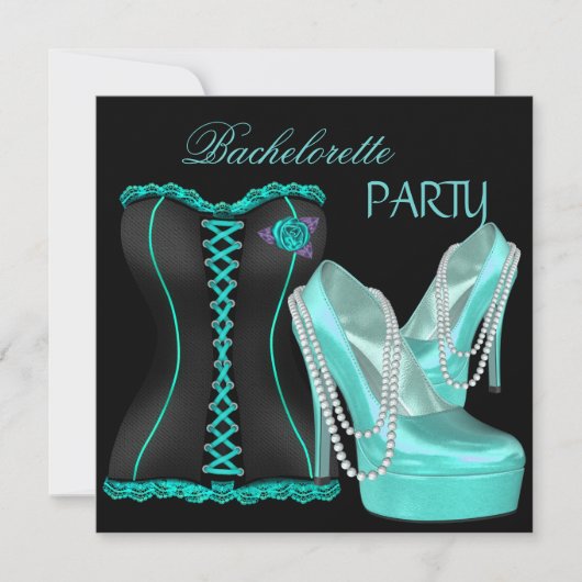 Bachelorette Party Blauwgroen Blauw Hi heel Schoen Kaart (Voorkant)