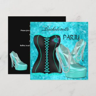Bachelorette Party Blauwgroen Blauw Hi heel Schoen Kaart