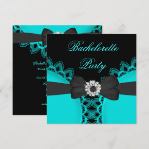 Bachelorette Party Blauwgroen blauw zwart logo Kaart