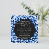 Bachelorette Party Blue Sparkly Lights Kaart (Staand voorkant)