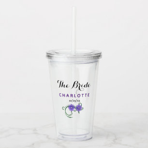 Bachelorette Party Bride Wedding Purple Flowers Acryl Drinkbeker