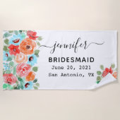 Bachelorette Party Bridesmaid Gift, Custom Strandlaken (Voorkant)