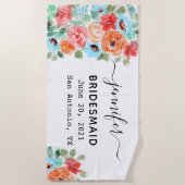 Bachelorette Party Bridesmaid Gift, Custom Strandlaken (Voorkant)