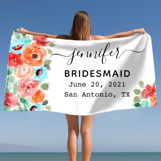 Bachelorette Party Bridesmaid Gift, Custom Strandlaken