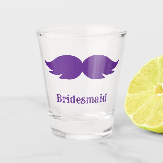 Bachelorette party/bruiloft paarse bushy mustache shot glas (Voorkant)