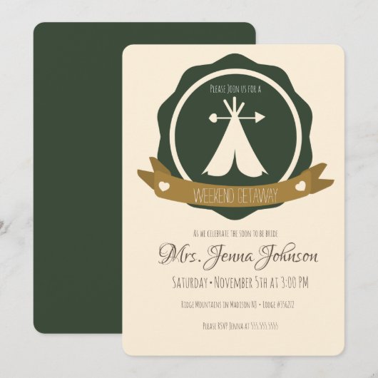 Bachelorette Party Camping Weekend Tent Badge Kaart (Voorkant / Achterkant)