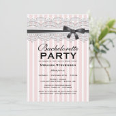 Bachelorette Party Chic Lace Garter Uitnodiging (Staand voorkant)