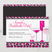 Bachelorette Party Cocktail Leopard Invitations (Devant / Derrière)