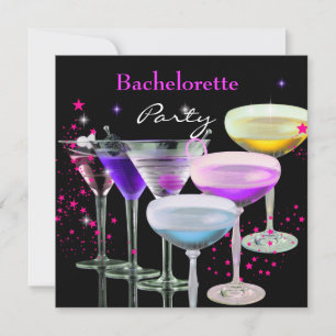 Bachelorette Party Cocktails Champagne Pink Kaart