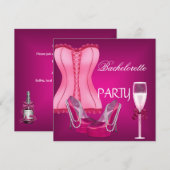 Bachelorette Party Corset Pink Shoes Hi Heels Kaart (Voorkant / Achterkant)