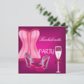 Bachelorette Party Corset Pink Shoes Hi Heels Kaart (Staand voorkant)