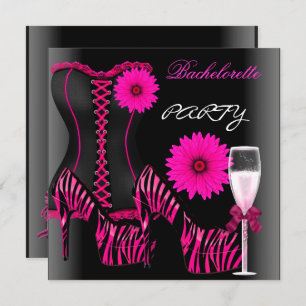 Bachelorette Party Corset Zebra Zwart Roze Schoene Kaart