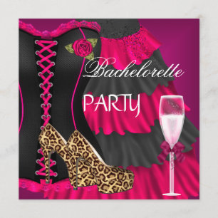 Bachelorette Party Corset Zwart Roze Jurk Schoenen Kaart
