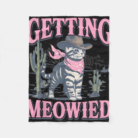 Bachelorette Party Cowgirl Krijgt Meowied Kat Brui Fleece Deken (Voorkant)