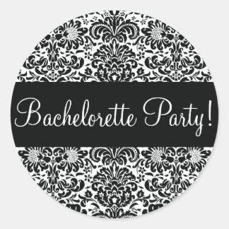 Bachelorette Party Damask Envelope Seal Ronde Sticker