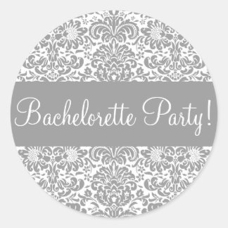 Bachelorette Party Damask Envelope Seal Ronde Sticker