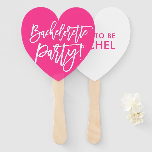 BACHELORETTE PARTY DECOR moderne hand geletterd ro Handwaaier (Voorkant en achterkant)