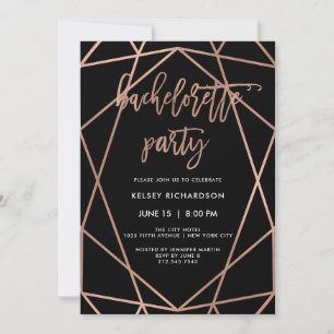 Bachelorette Party   Faux Roos Gold Geometric Kaart