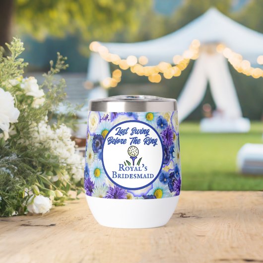 Bachelorette Party Fête des mariées Golf Blue Flor (Mariage (pivoté))