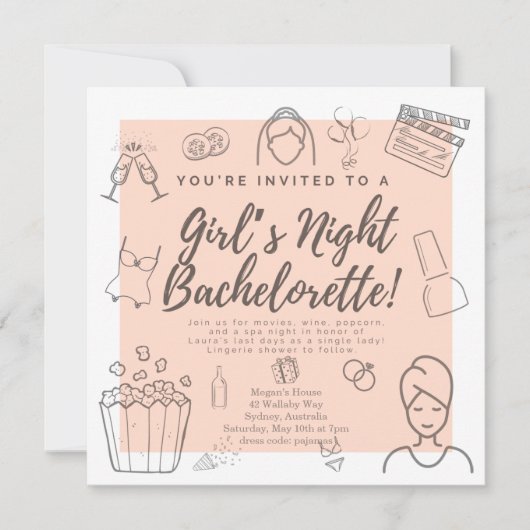 Bachelorette Party Filles Invitation à la douche n (Devant)