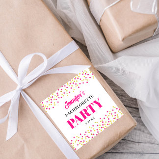Bachelorette Party Glam Pink Gold Dots Vierkante Sticker