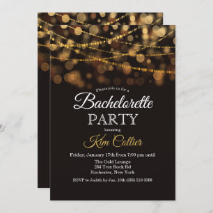 Bachelorette Party Glitter Lights Uitnodiging