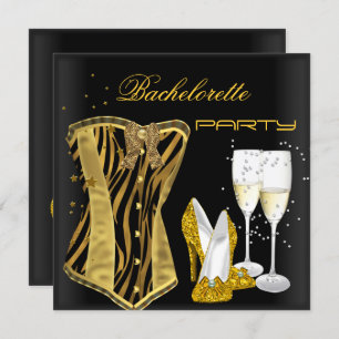 Bachelorette Party Gold Black Corset-Zebra schoene Kaart