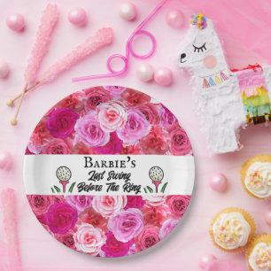 Bachelorette Party Golf Pink Floral gepersonalisee Papieren Bordje