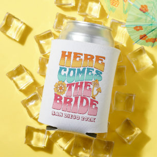 Bachelorette Party Groovy Retro golvende tekst bru Blikjeskoeler
