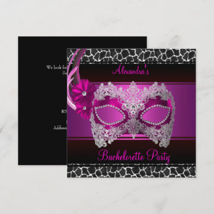 Bachelorette Party Helder Roze Masker Zwart Wit Kaart