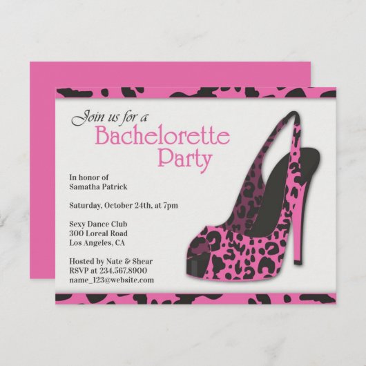 Bachelorette Party High Heel Invitation (Devant / Derrière)
