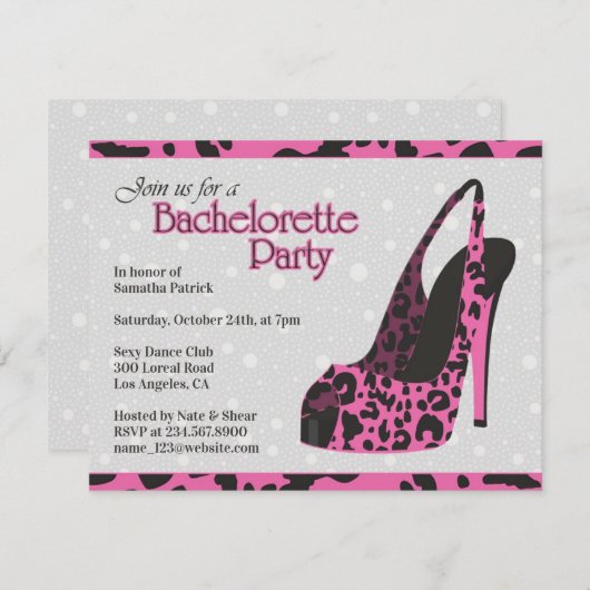 Bachelorette Party High Heel Uitnodiging (Voorkant / Achterkant)