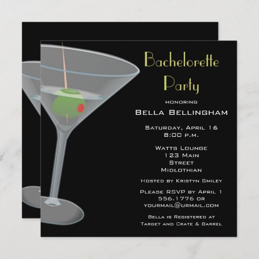 Bachelorette Party Invitation (Devant / Derrière)