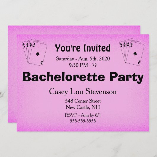 Bachelorette Party Invitation (Devant / Derrière)